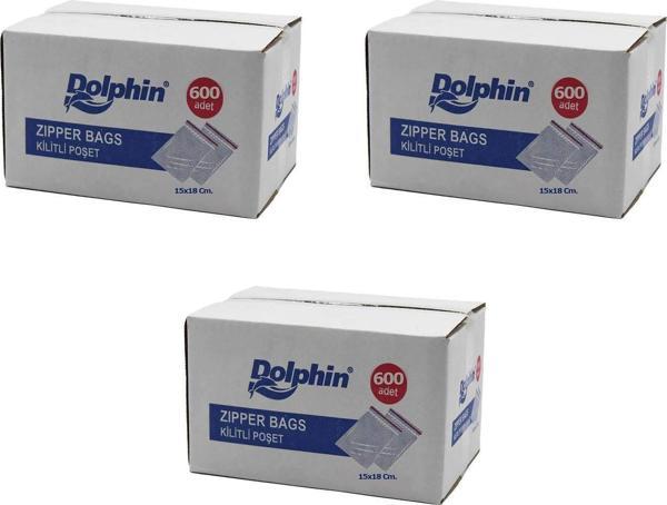 Dolphin Kilitli Şeffaf Buzdolabı Kilitli Saklama Poşeti Torba - 15x18 Cm. - 600 Adetlik 3 Kutu - Image 1