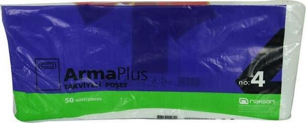 ArmaPlus Takviyeli Kalın Baskılı Beyaz Çanta Poşet Torba - 4 No - 40x50 Cm. - 50 Adetlik Paket - Image 1