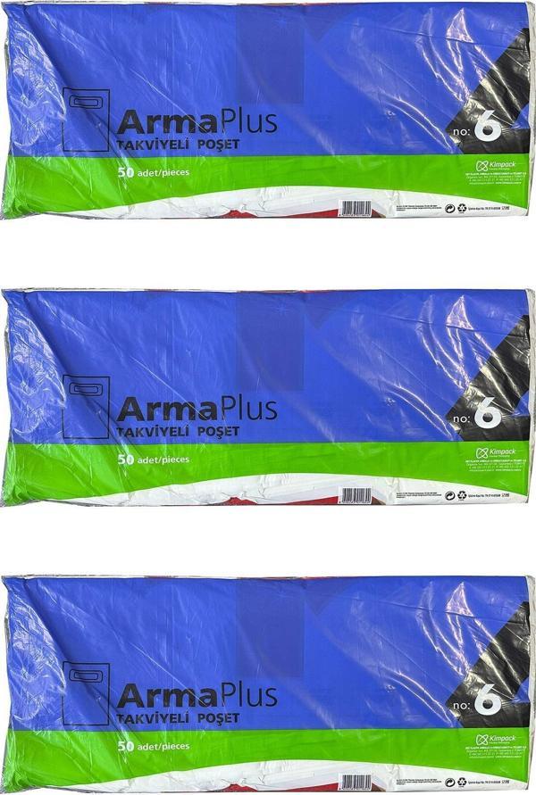 ArmaPlus Takviyeli Kalın Baskılı Beyaz Çanta Poşet Torba -6 No -60x70 Cm. -50 Adetlik 3 Paket - Image 1