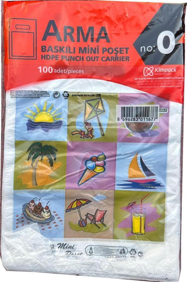 Arma Baskılı Mini Blok Poşet Torba - No : 0 - 20x30 Cm. - Beyaz - 100 Adetlik 1 Paket - Image 1