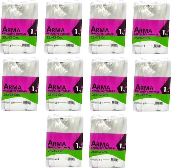 Naksan Arma Şeffaf Naylon 3 lük 25x42 Cm. Bakkaliye Poşeti Torbası - 1 Kg. - Ort. 140 Adet - 10 Paket - Image 1