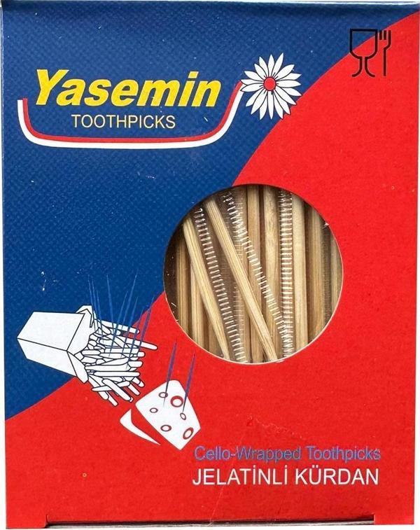 Yasemin Jelatinli Kutulu Poşetli Ahşap Kürdan -Standart Boy - 500 Adetlik 1 Paket - Image 1