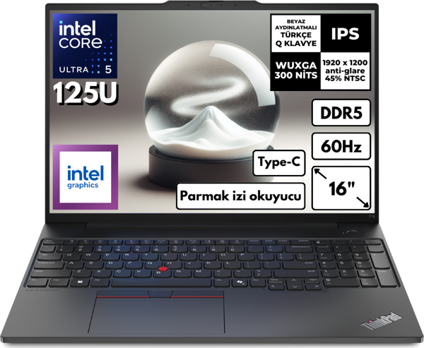 Lenovo ThinkPad E16 G2 Ultra 5-125U 32-GBDDR5 4 TBSSD Intel Graphics 16" WUXGA Windows 11 Home 21MA003MTXHMF63 - Image 1