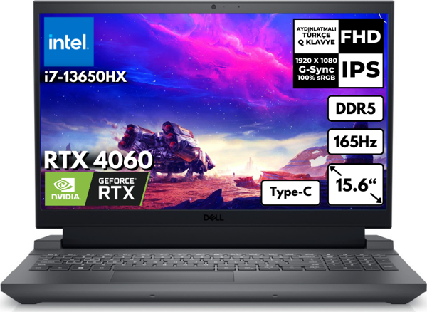 Dell G15 5530 i7-13650HX 32-GBDDR5 4 TBSSD RTX4060 (8GB-140W) 15.6" FHD 165Hz Windows 10 Pro G155530014UHMF59 - Image 1