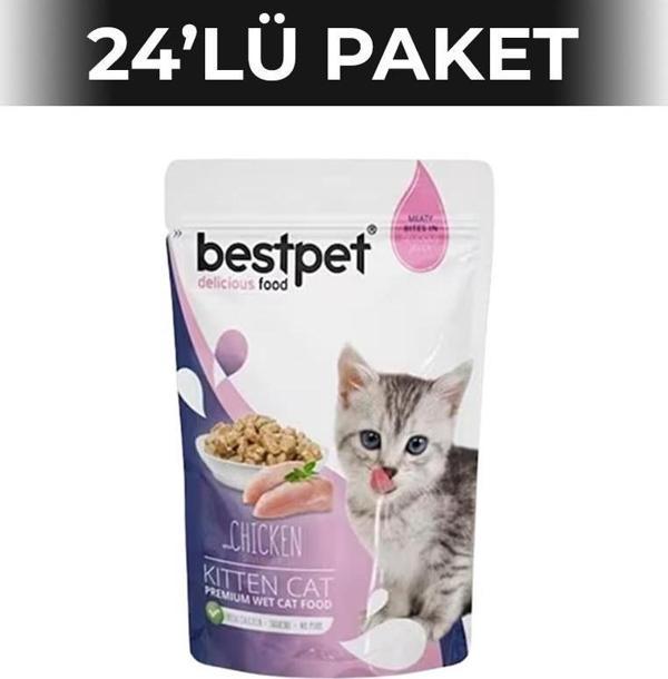 Bestpet Kitten Tavuklu Yavru Yaş Kedi Maması 85 gr 24 Adet - Image 1