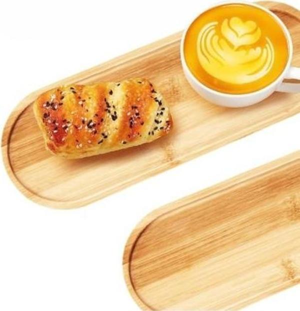 Büro Ev Ofis Atıştırma Keyfi için 3PARÇA Oval Bambu Kahvaltı Meyve Çerez Tabağı Seti - Image 1