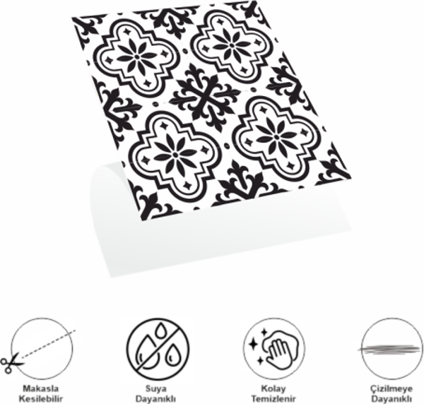 Büro Ev Ofis Dekoru için 4ADET 30x30CM Siyah Beyaz Çini Tip Pvc Duvar Karosu - Image 1
