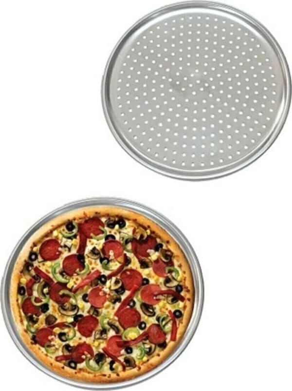 Büro Ev Ofis Mutfağı için 28CM Mini Çelik Delikli Pizza Lahmacun Servis İkram Tepsi Tabağı - Image 1