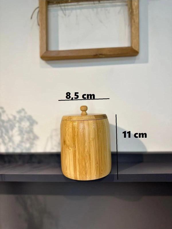 Büro Ev Ofis Mutfağı için 11x8CM Tekli Ahşap Bambu Kavanoz Saklama Kabı - Image 1