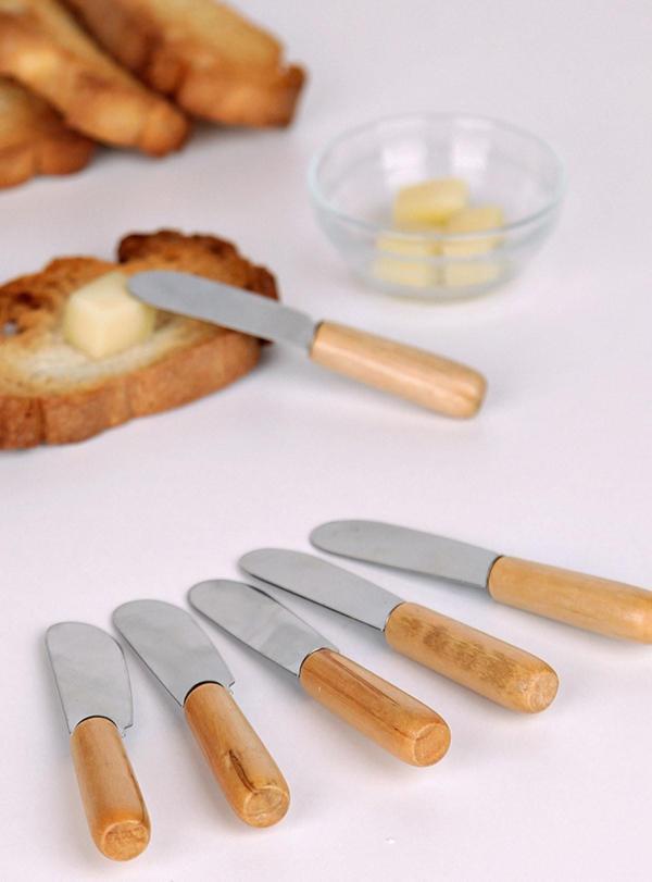 Büro Ev Ofis Mutfağı için 5PARÇA Ahşap Saplı Bıçak Mini Spatula Tereyağı Bıçağı Seti - Image 1