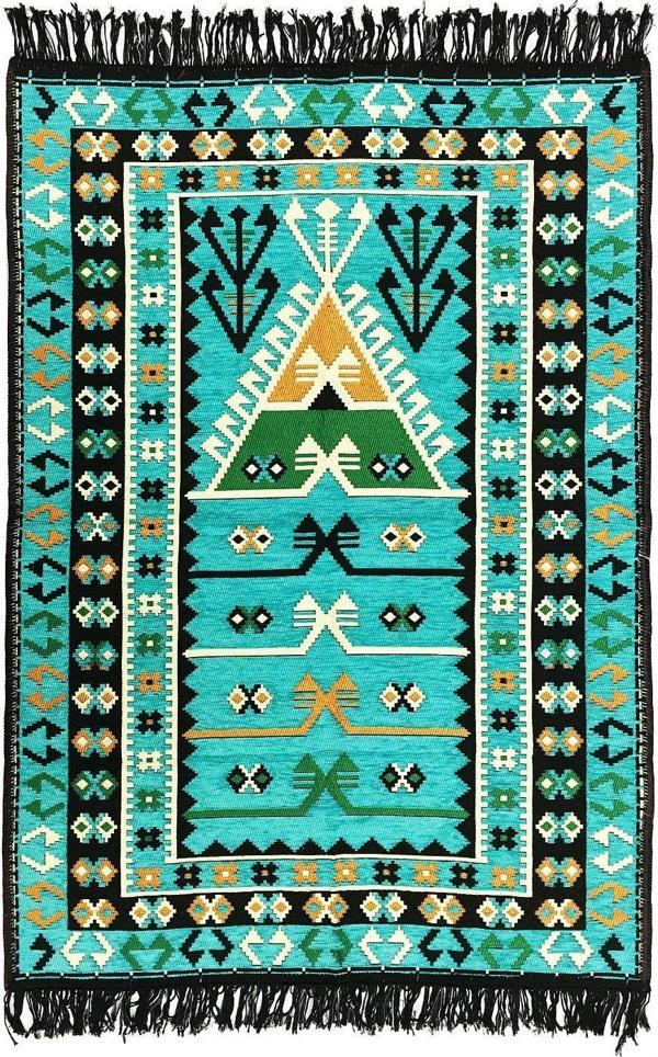 Shark Anadolu Seccade Kilim 6 Turkuaz - Image 1