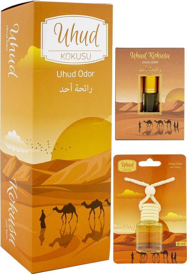 Uhud Kokusu 400ml Sprey Ve Uhud Kokusu 8 Ml Araba Kokusu Cam Şişe Ve Uhud Kokusu Alkolsüz Esans 3Ml - Image 1