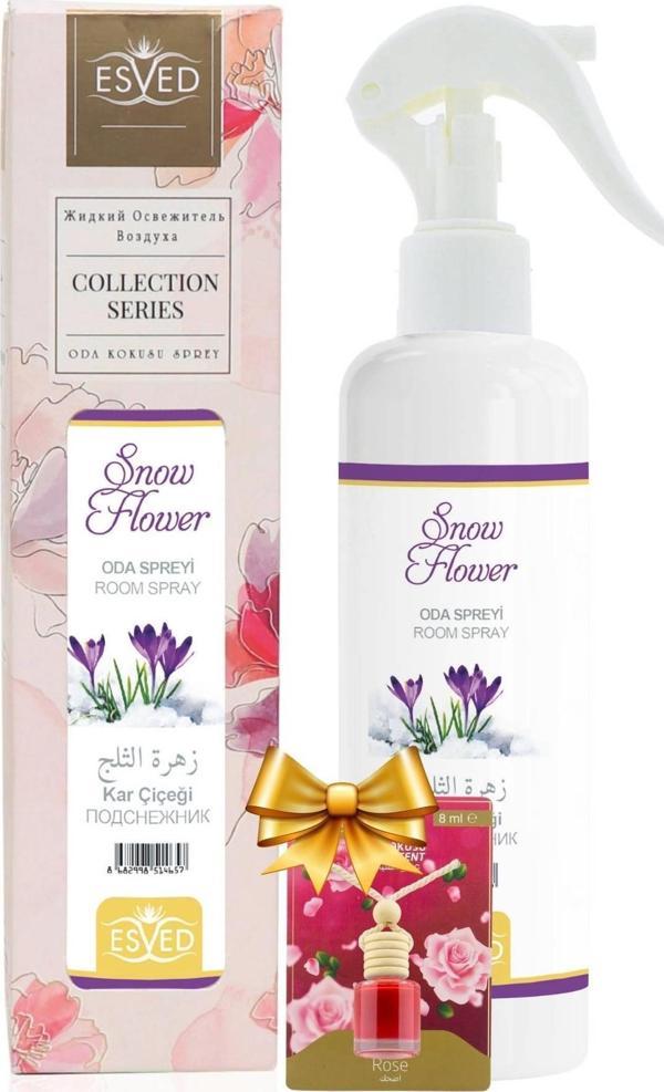 Kar Çiçeği Kokusu Sprey 400Ml. Gül Kokusu Araba Kokusu 8Ml. Hediyeli - Image 1