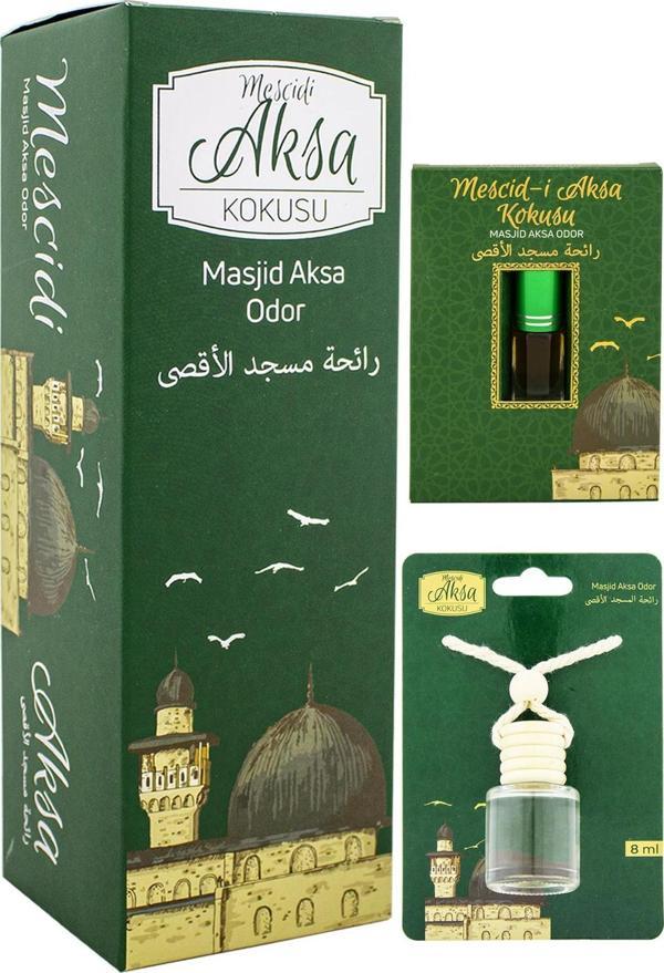 Mescidi Aksa Kokusu 400ml Sprey Ve Mescidi Aksa Kokusu 8 Ml Araba Kokusu Cam Şişe Ve Mescidi Aksa Alkolsüz Esans 3Ml - Image 1