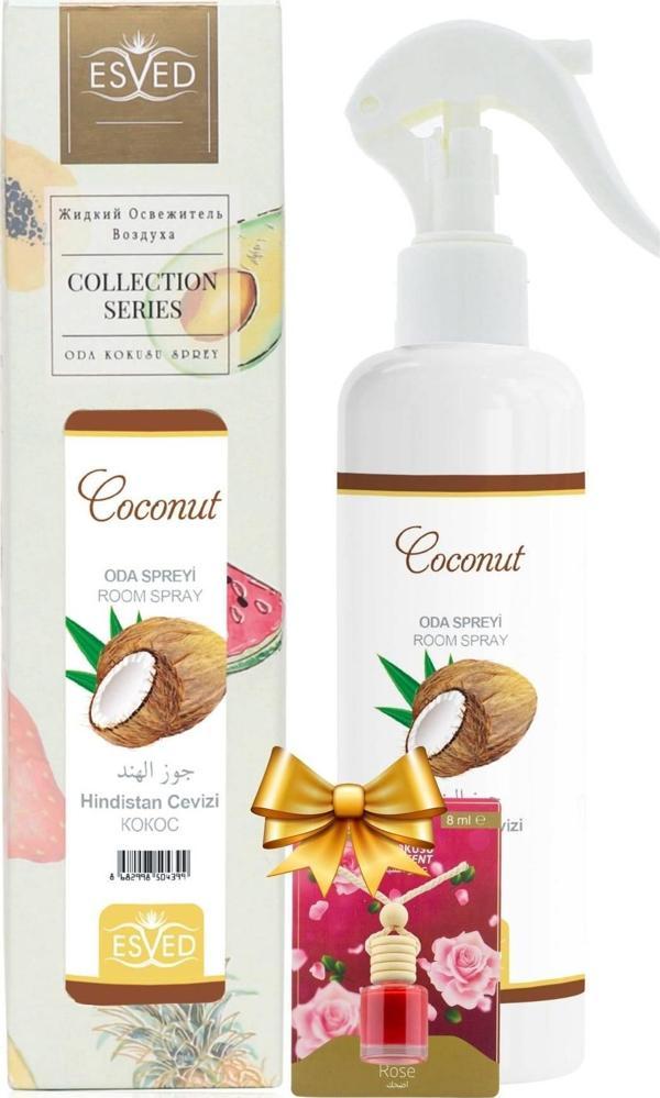 Hindistan Cevizi Kokusu Sprey 400Ml. Gül Kokusu Araba Kokusu 8Ml. Hediyeli - Image 1
