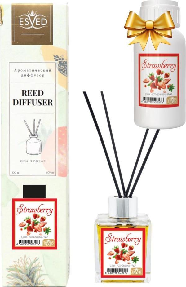Çilek Kokusu 100 Ml Çubuklu Oda Kokusu Yedek Dolum Şişesi Hediyeli - Image 1