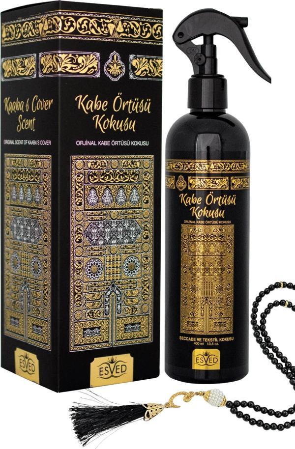 Kabe Örtüsü Kokusu 400 Ml Sprey Kabe Kokulu İnci Görünümlü Plastik Siyah Tesbih Hediyeli - Image 1