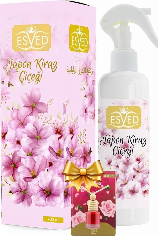 Japon Kiraz Çiçeği Kokusu Sprey 400Ml. Gül Araba Kokusu 8Ml. Hediyeli - Image 1
