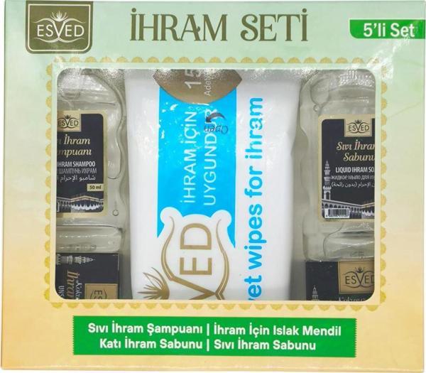Kokusuz İhram Seti 5li , İhram Sıvı Sabunu, İhram Şampuan, İhram Katı Sabun, İhram Islak Mendil - Image 1