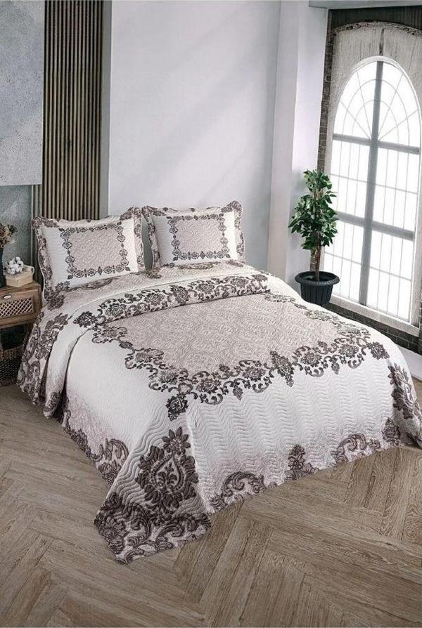Çift Kişilik Microfiber Kapitone Yatak Örtüsü Karya - Image 1