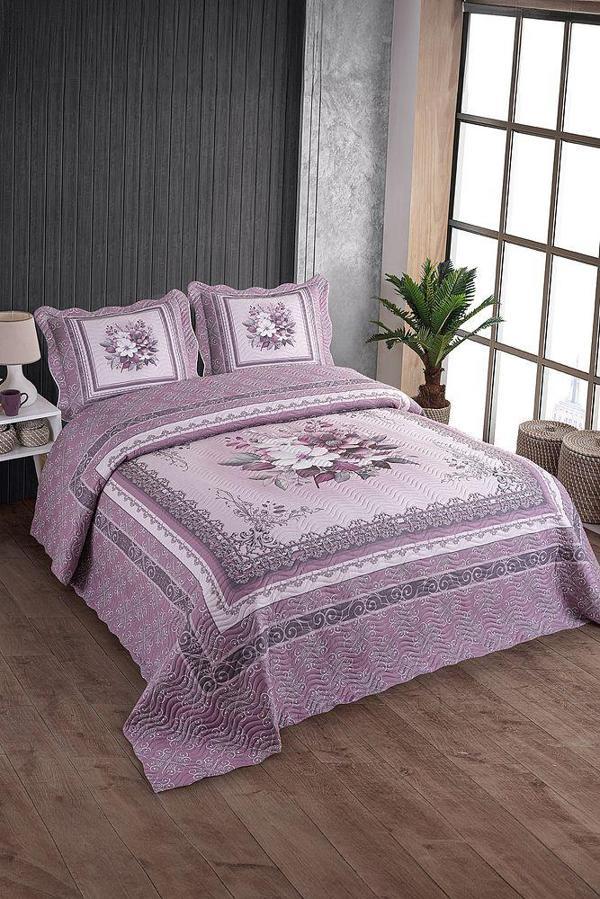 Beste Lila Çift Kişilik Kapitone Yatak Örtüsü - Image 1