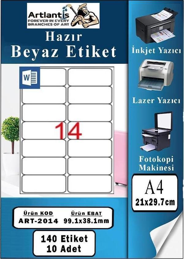 A4 Hazır Etiket 99.1x38.1 mm 10 Sayfa 1 Paket Kendinden Yapışkanlı Fotokopi Lazer İnkjet Kağıdı Yazıcılar İçin Uyumlu - Image 1