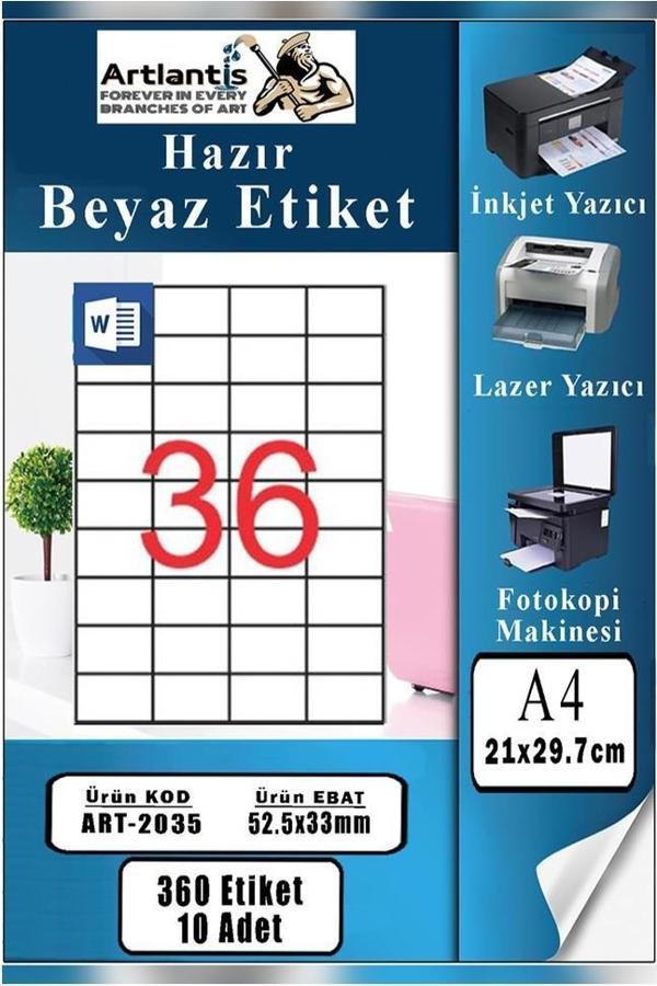 A4 Hazır Etiket 52.5x33 mm 10 Sayfa 1 Paket Kendinden Yapışkanlı Fotokopi Lazer İnkjet Kağıdı Yazıcılar İçin Uyumlu - Image 1