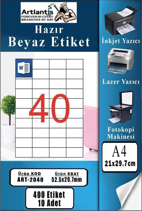 A4 Hazır Etiket 52.5x29.7 mm 10 Sayfa 1 Paket 40 lı Kendinden Yapışkanlı Fotokopi Lazer İnkjet Kağıdı Yazıcılar İçin Uyu - Image 1