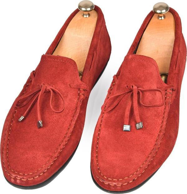 DeepSEA Erkek Bordo Bağcık Detaylı Yazlık Süet Deri Günlük Ayakkabı Loafer 2509964 - Image 1