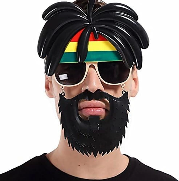 Rasta Peruklu Rasta Sakallı Bob Marley Bıyıklı Parti Gözlüğü 27x18 Cm - Image 1