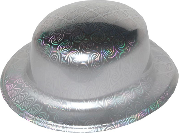 Gümüş Renk Hologramlı Plastik Yuvarlak Melon 27x24 Cm - Image 1