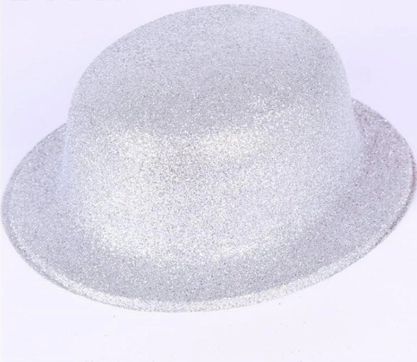 Gümüş Renk Yuvarlak Simli Plastik Parti Şapkası - Image 1