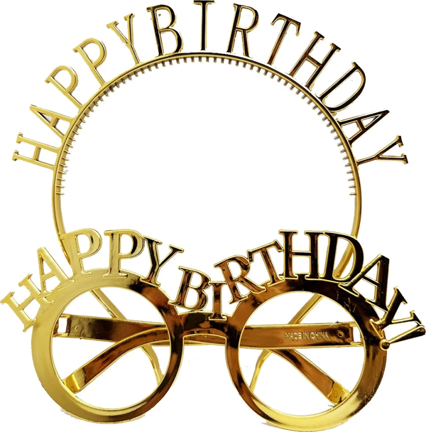 Happy Birthday Yazılı Taç Ve Happy Birthday Yazılı Gözlük Seti Altın Renk - Image 1