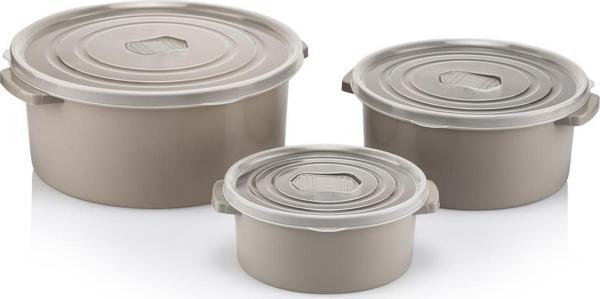Omnipazar SY-2900 Yuvarlak Plastik Mikrodalga Saklama Kabı 3 lü Set Krem - Image 1
