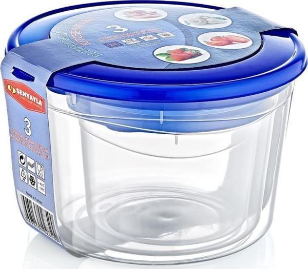 Omnipazar SY-2850 Plastik Şeffaf Renkli Yuvarlak Saklama Kabı 3'lü Set - Image 1