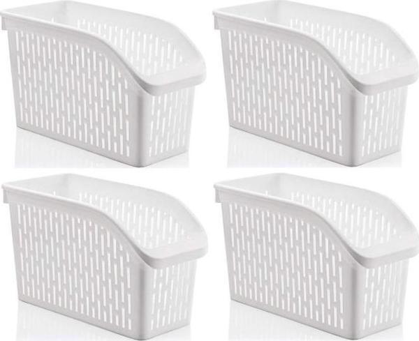 Omnipazar SY-2170 Plastik Küçük Dolap İçi Sebze Meyve Düzenleyici Beyaz 4 lü Set Beyaz - Image 1