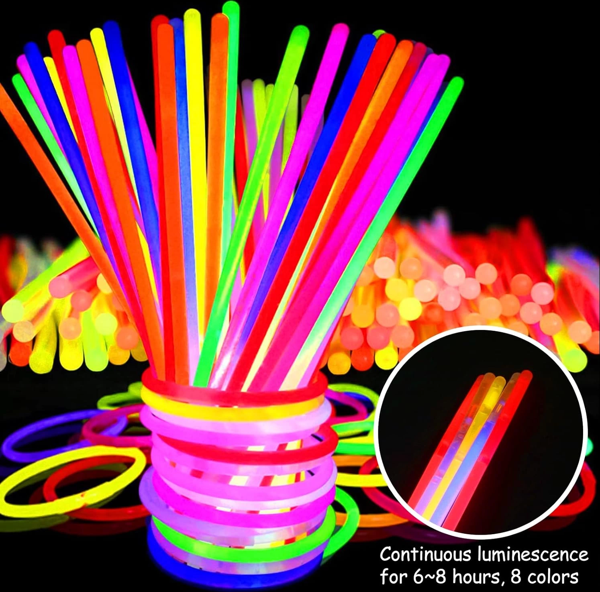 Karanlıkta Yanan Parlayan Fosforlu Glow Stick Çubuk Bileklik 50 Adet - Image 1