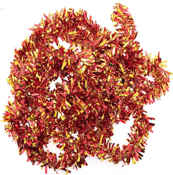 Kırmızı Altın Renk 4 Cm Genişlik Garland Çift Renk Sim Süs 180 Cm - Image 1
