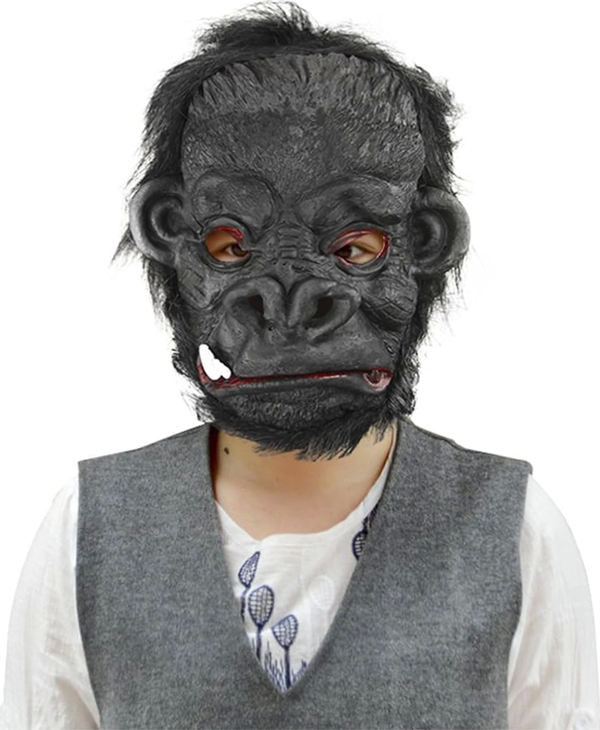 Lateks Goril Maskesi Maymun Maskesi Et Maskesi Orangutan Siyah Saçlı 4 No - Image 1