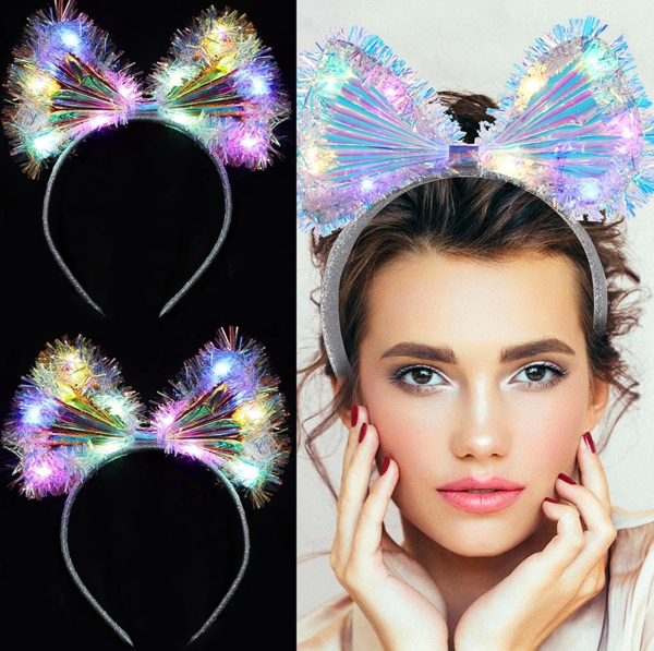 Işıltılı Fiber Fiyonk Gece Tacı Işıklı Ledli Eğlence Tacı 1 Adet 20x21 Cm - Image 1
