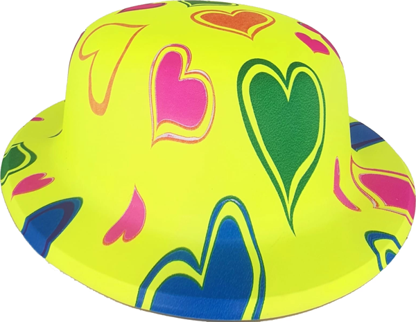 Plastik Neon Desenli Uv Işık Parti Şapkası Sarı 1 Adet - Image 1