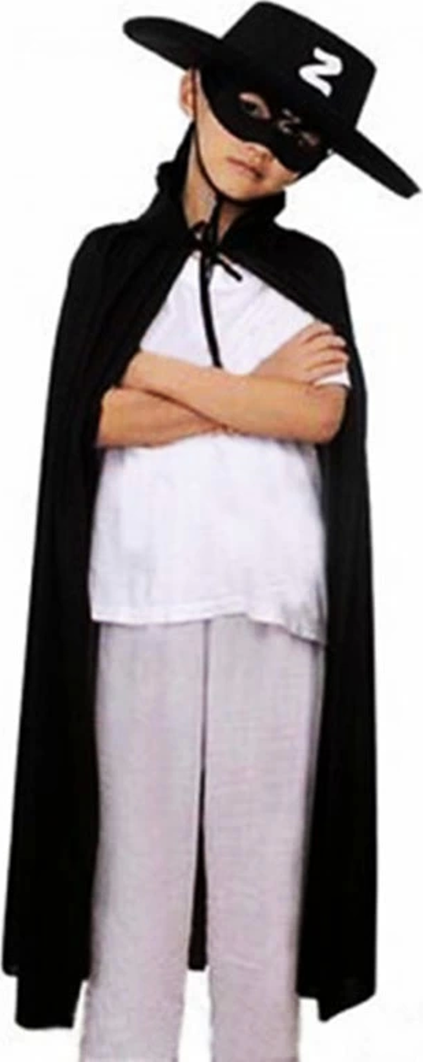Çocuk Boy Zorro Pelerin + Şapka + Maske Kostüm Seti - Image 1