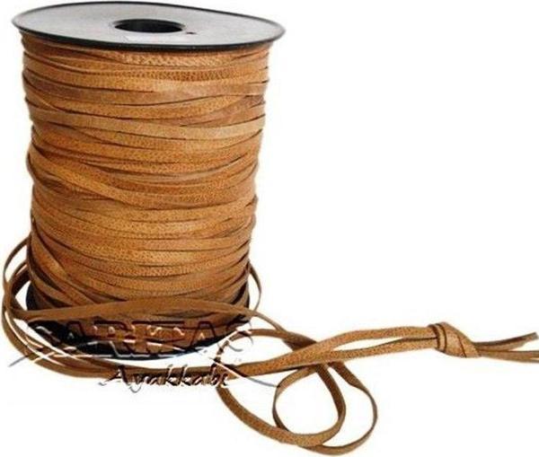 Deri İp Sırım Yassı 4mm Naturel 1mt (Leathercraft, Deri Hobi) - Image 1
