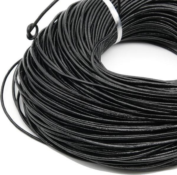 Deri İp Sırım Yuvarlak 2 mm (SİYAH) 1mt (Leathercraft, Deri Hobi) - Image 1