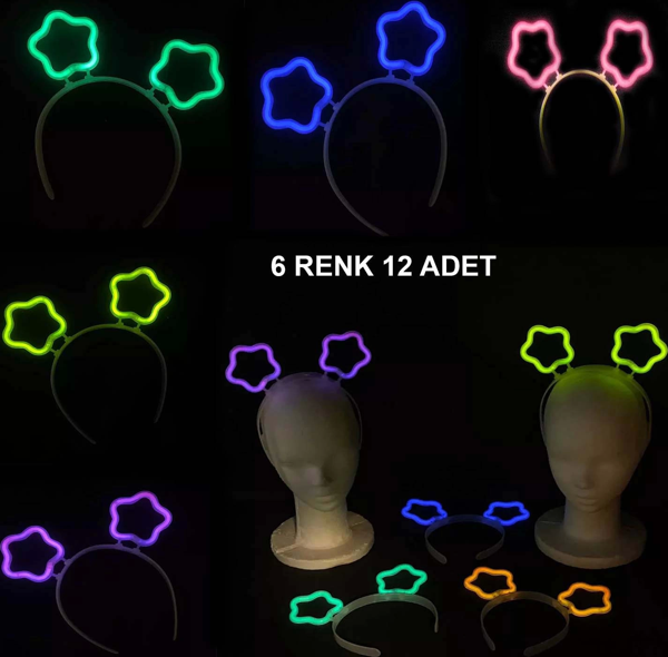 Glow Stick Karanlıkta Yanan Fosforlu Yıldız Taç 12 Adet - Image 1