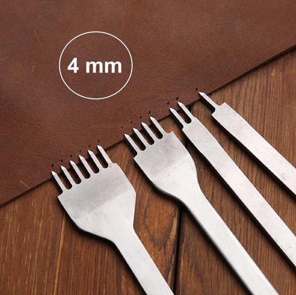 El Dikişi İçin Çapraz Delgi  / Çatal Deri Zımba Seti 4mm Deri El Aleti - Image 1