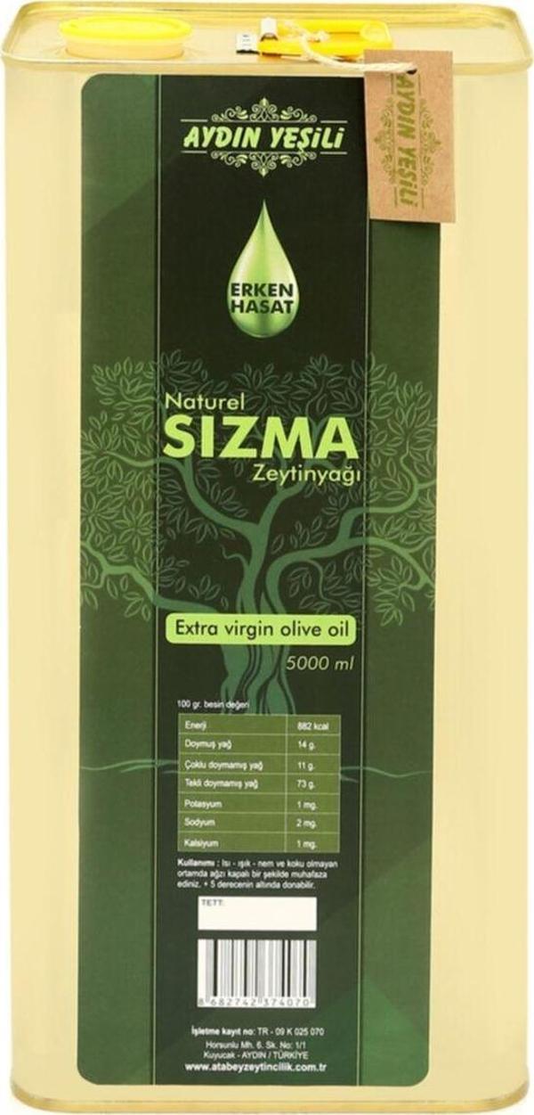 Aydın Yeşili Yeni Sezon Erken Hasat Naturel Sızma Zeytinyağı 5Lt ( Teneke ) - Image 1