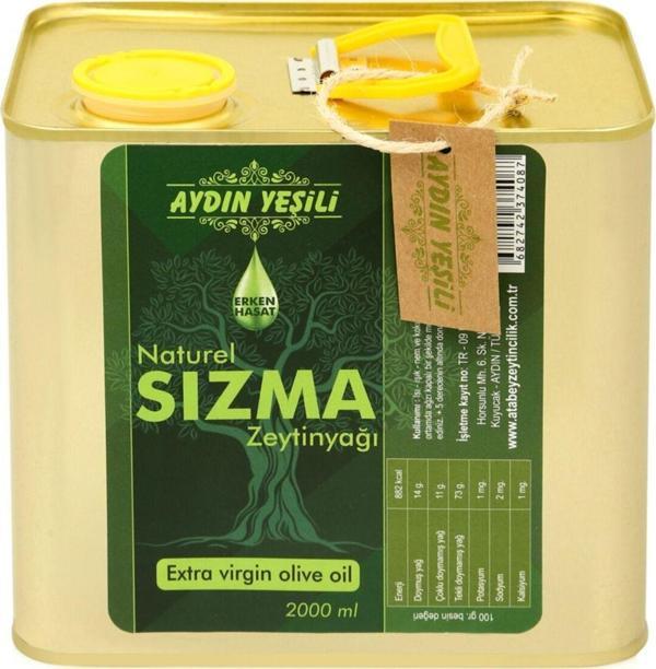 Aydın Yeşili Yeni Sezon Erken Hasat Naturel Sızma Zeytinyağı 2 Lt ( Teneke ) - Image 1