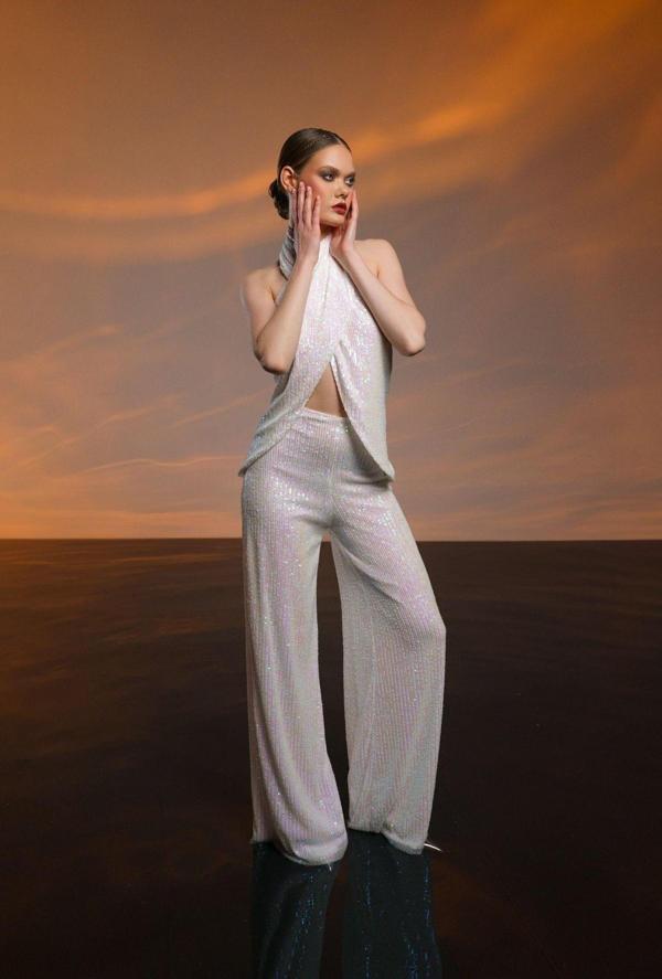 Gira Official Beyaz Hologram Payetli Takım - Image 1