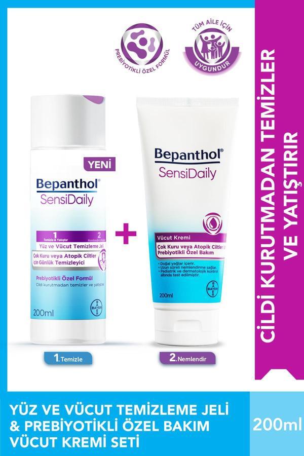 Sensidaily Günlük Vücut Bakım Kremi 200ml + Yüz ve Vücut Temizleme Jeli 200ml - Çok Kuru Atopik Ciltler - Image 1